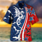 Dragon Independence Day American Hawaiian Shirt Design Detail For Sunny Adventures And Casual Wear
