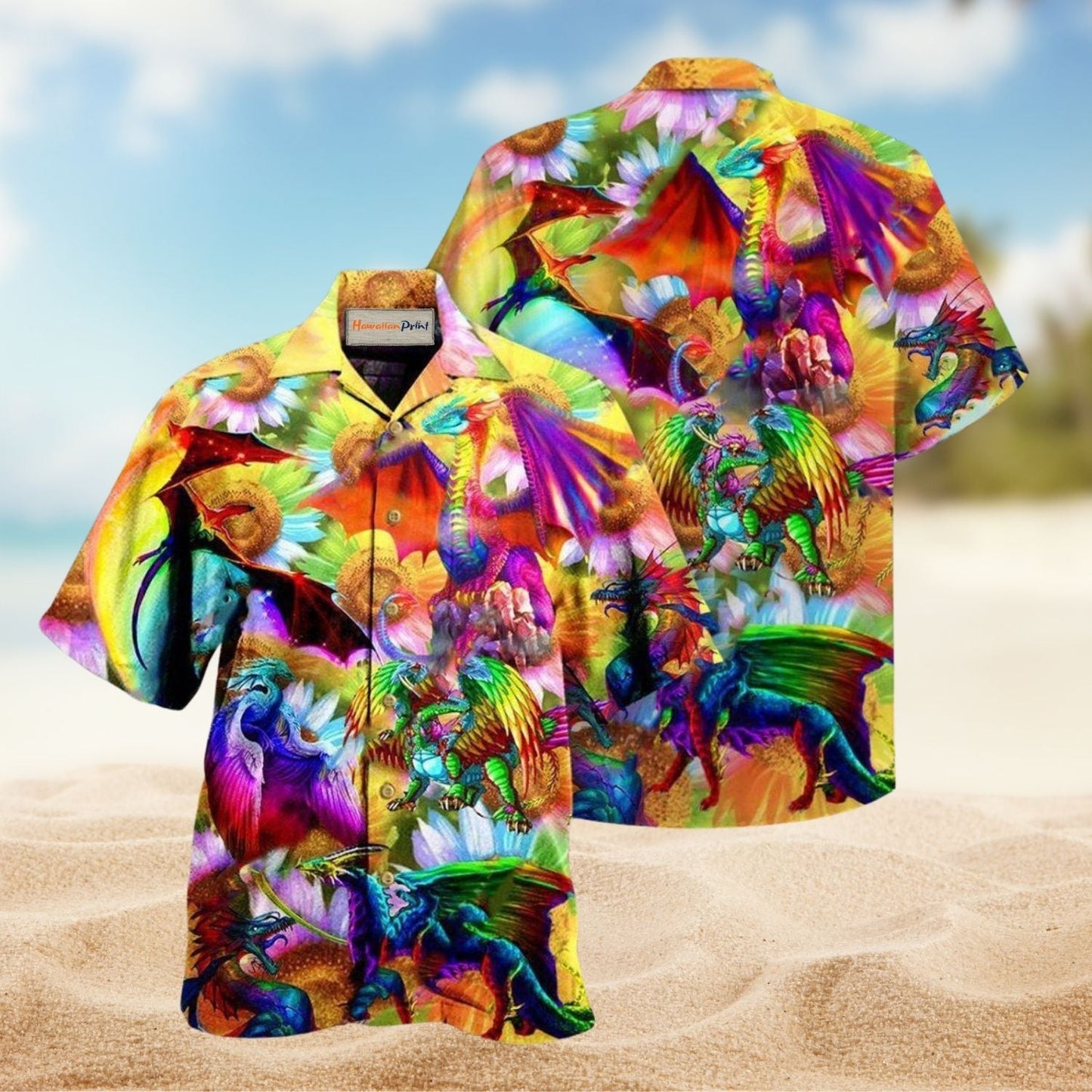 Rainbow Pride Dragon Hawaiian Shirt For Island Getaways Beach Parties And Comfortable Vacation Style