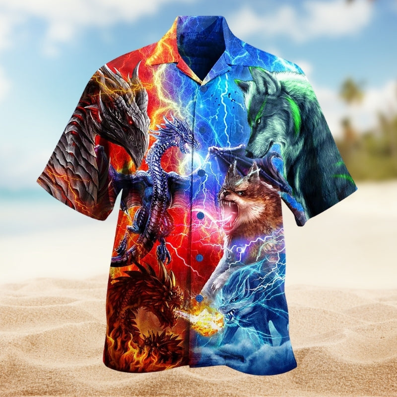 Dragon Ancient Legend Hawaiian Shirt For Coastal Travel, Casual Events, And Comfortable Summer Wear