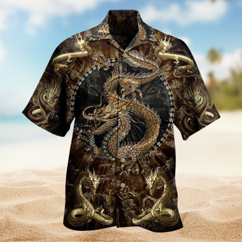 Dragon Classic Spirit Hawaiian Shirt For Warm Weather Outing, Cruise Journey, And Outdoor Comfort