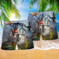 Dragon Love Life Clouded Sky Hawaiian Print Beach Shorts For Coastal Trips And Outdoor Wear