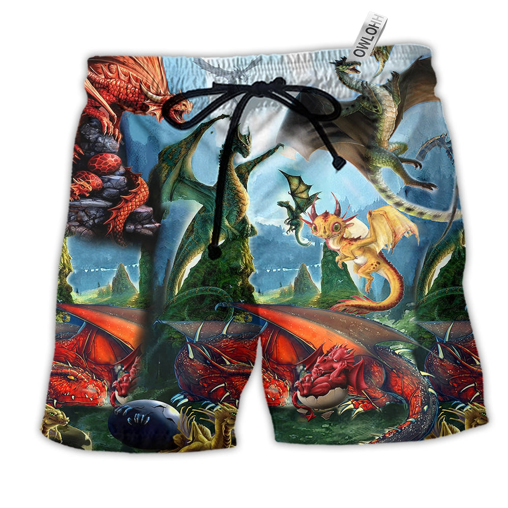 Dragon Love Life Cool Hawaiian Print Beach Shorts For Bold Summer Vacation Style