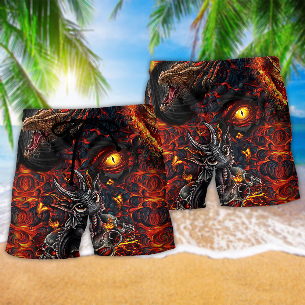 Dragon Fire Beach Shorts Pattern Detail For Summer Adventures And Distinctive Seasonal Style