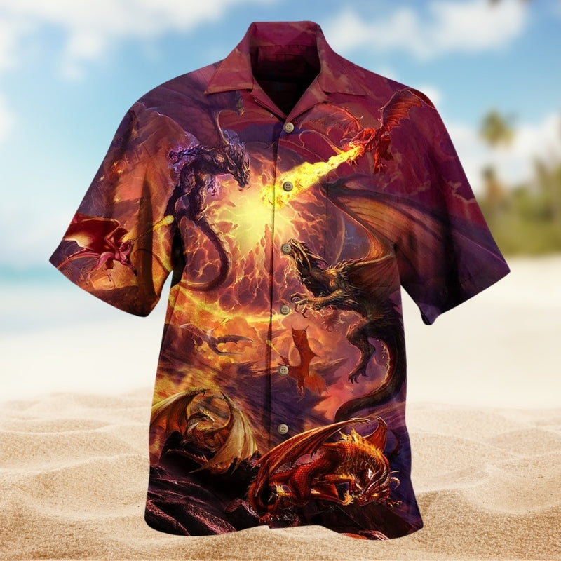 Dragon Eastern Hawaiian Shirt For Island Vacations, Resort Wear, And Relaxed Seasonal Style