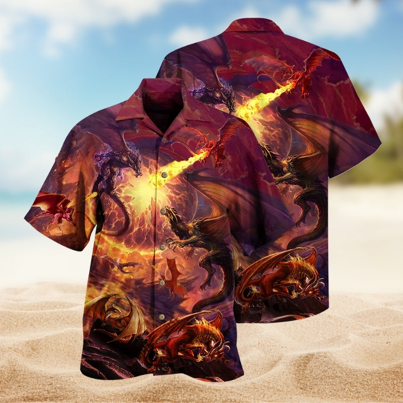 Dragon Eastern Hawaiian Shirt For Island Vacations, Resort Wear, And Relaxed Seasonal Style
