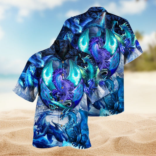 Dragon Eternal Flame Hawaiian Shirt For Resort Holiday, Warm Weather Outing, And Coastal Style