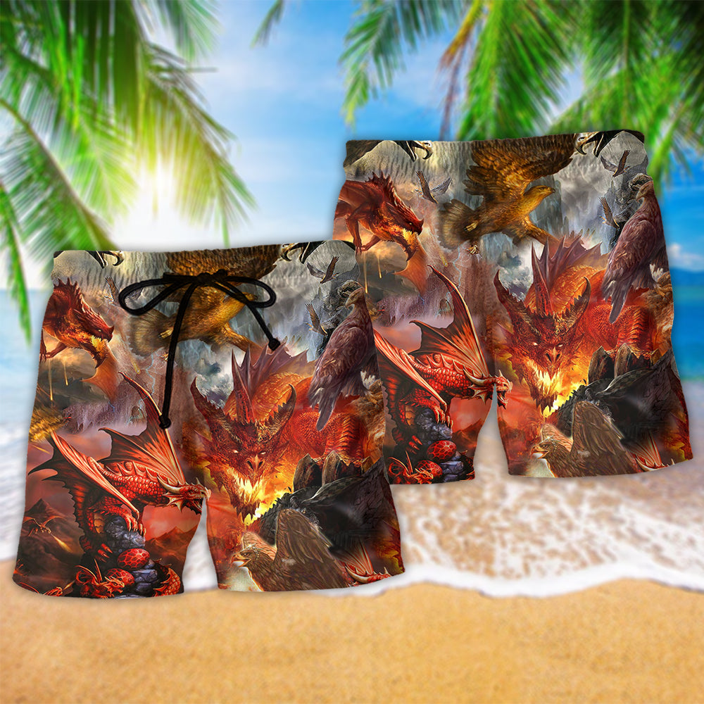Dragon Fire Beach Shorts Pattern Detail For Sunny Day Activities And Weekend Casual Style