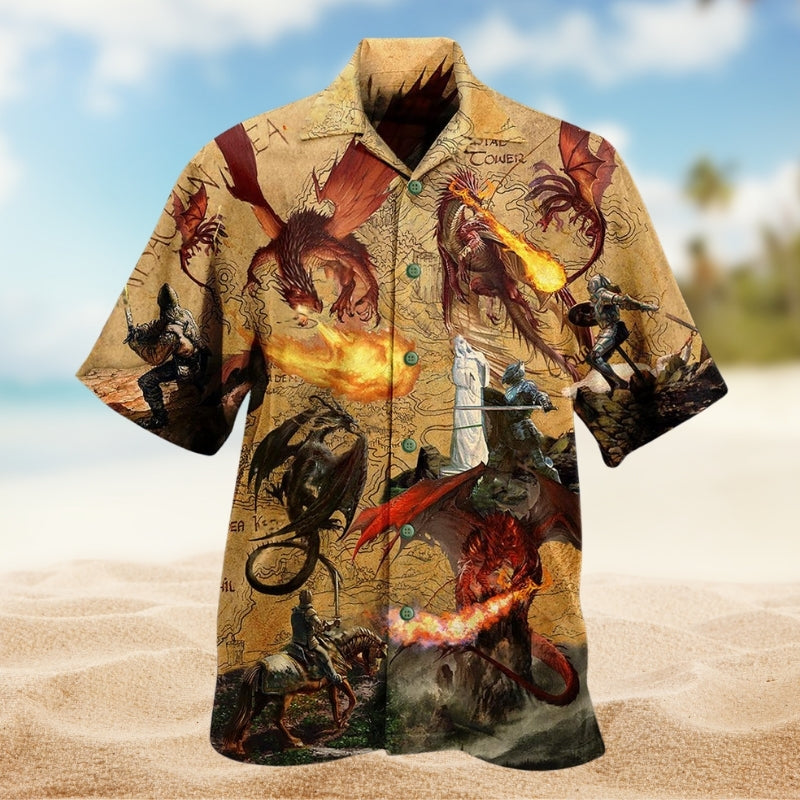 Dragon Fire Spirit Hawaiian Shirt For Mythic Art Lovers, Coastal Outings, And Thoughtful Gift Giving