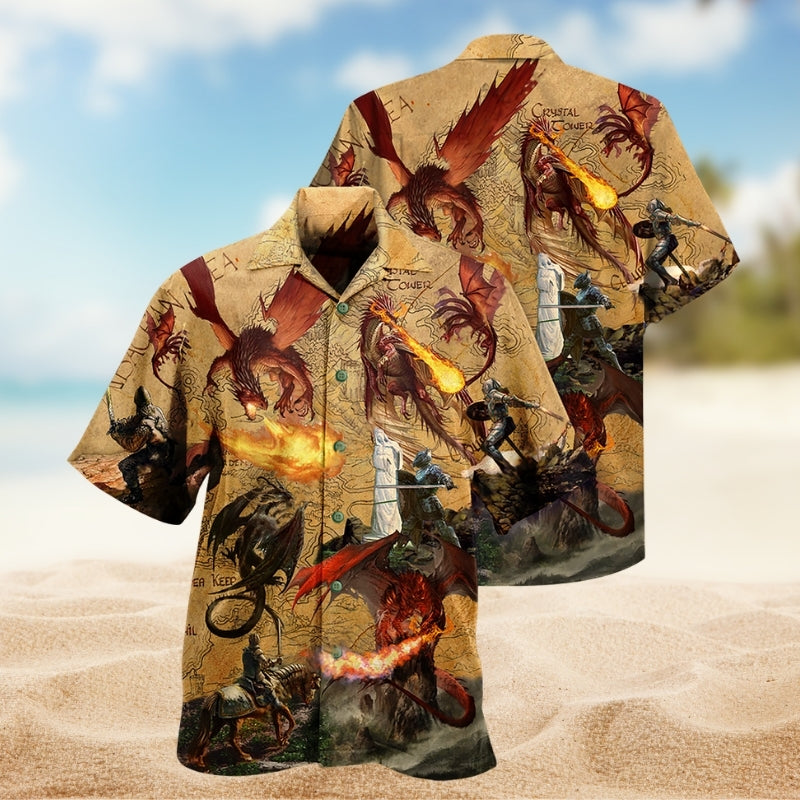 Dragon Fire Spirit Hawaiian Shirt For Mythic Art Lovers, Coastal Outings, And Thoughtful Gift Giving