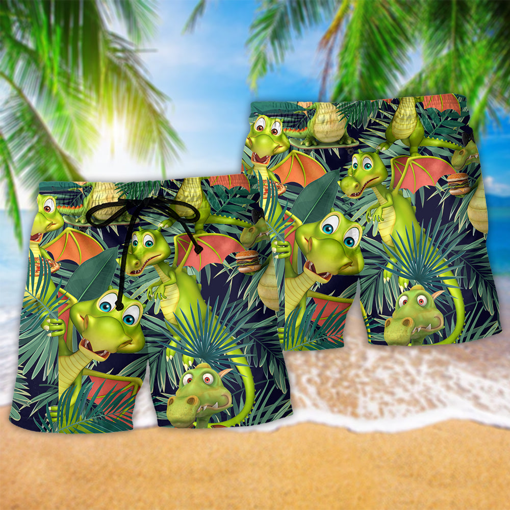 Fantasy Dragon Beach Shorts Pattern Detail For Casual Outings And Thoughtful Gift Giving
