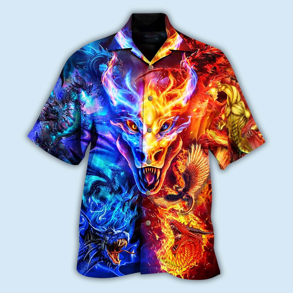 Dragon Fire Water Hawaiian Shirt For Resort Getaways And Comfortable Summer Activities
