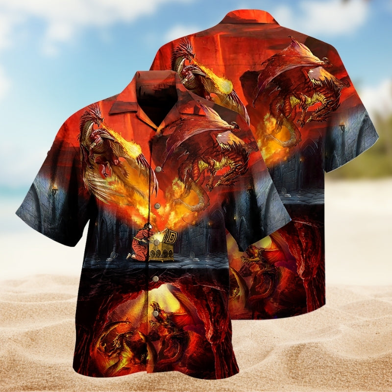 Dragon Legendary Flame Hawaiian Shirt For Tropical Holidays, Outdoor Gatherings, And Everyday Comfort