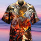 Dragon Vs Eagle Battle Hawaiian Shirt Design View For Casual Summer Styling
