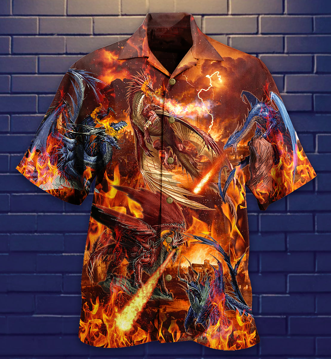 Dragon Fire Combat Amazing Hawaiian Shirt For Resort Getaways And Comfortable Summer Activities