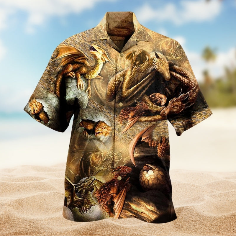 Dragon Creative Pattern Hawaiian Shirt For Beach Days, Summer Outings, And Thoughtful Gift Giving