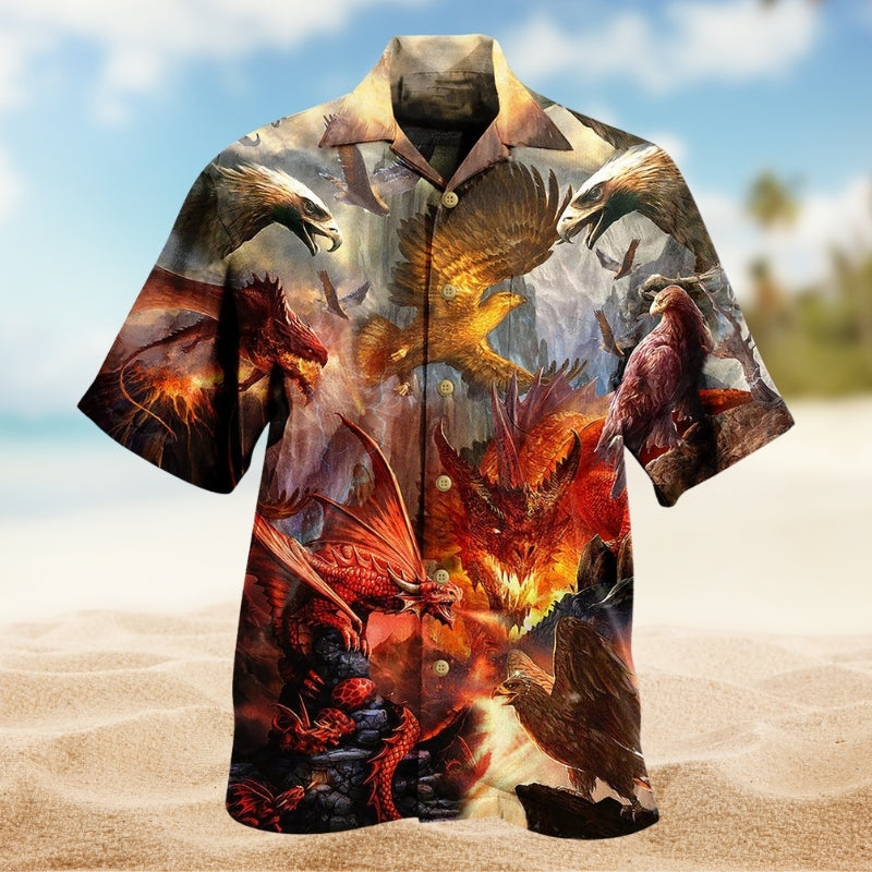 Dragon Mystic Energy Hawaiian Shirt For Poolside Gathering, Vacation Cruise, And Summer Party Style