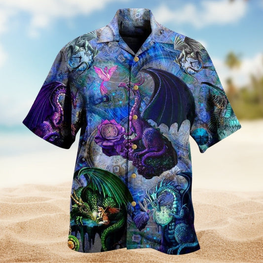 Dragon Mythic Energy Hawaiian Shirt For Coastal Adventure And Casual Outdoor Style