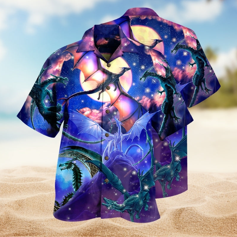 Dragon Mythic Power Hawaiian Shirt For Casual Weekend, Seasonal Celebration, And Vacation Style