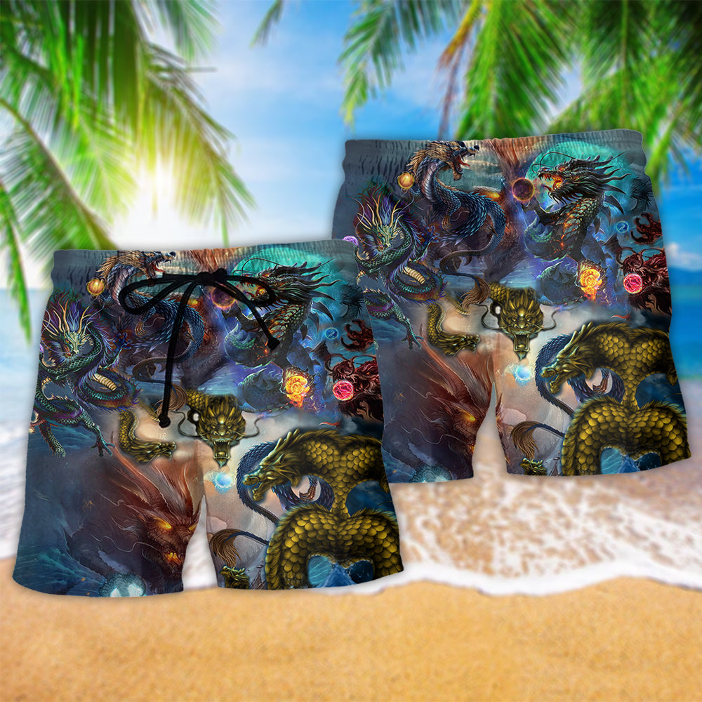 Dragon Jewel Beach Shorts Pattern Detail For Everyday Outings And Laid Back Daily Wear