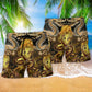 Dragon Love Life Gold Pattern Hawaiian Print Beach Shorts For Fantasy Fan Beach Days