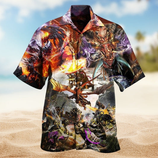 Dragon Timeless Fire Hawaiian Shirt For Casual Weekend And Summer Party Style