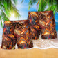 Dragon Love Strong Life Hawaiian Print Beach Shorts For Coastal Trips And Outdoor Wear
