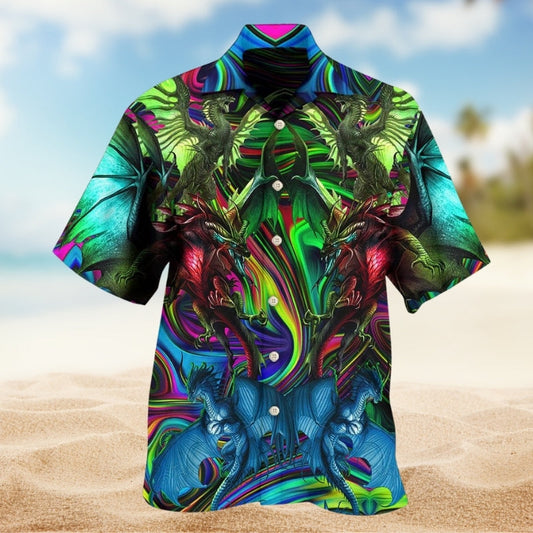 Fantasy Dragon Hawaiian Shirt For Beachside Event And Coastal Style