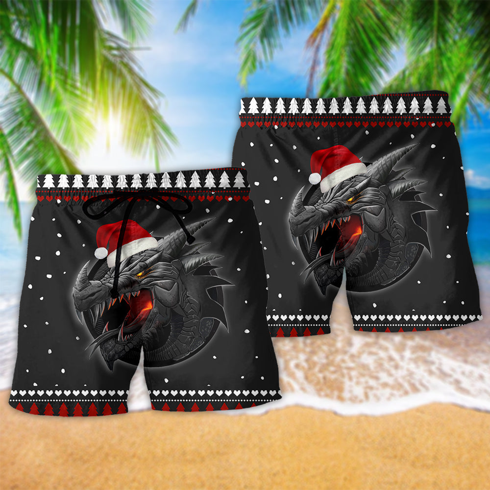 Dragon Christmas Night Beach Shorts Pattern Detail For Holiday Travel And Comfortable Daily Wear