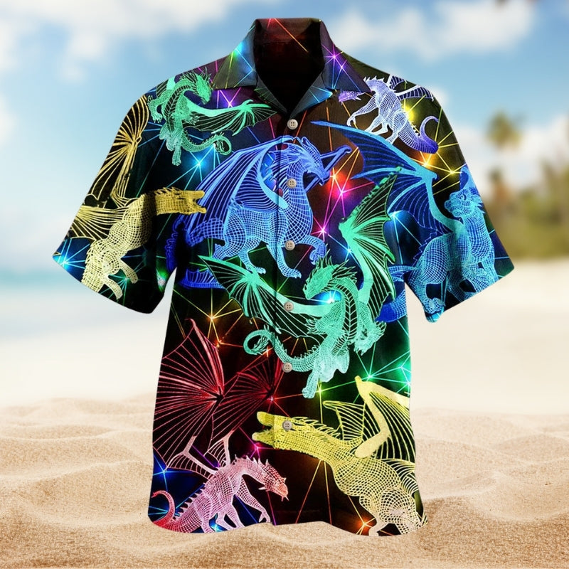Dragon Neon Hawaiian Shirt For Family Vacation And Travel Ready Style