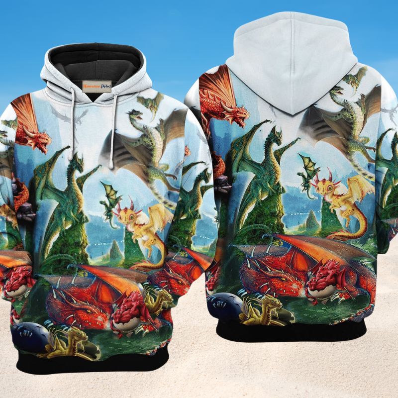 Colorful Fantasy Dragon Power Hoodie For Creative Streetwear Outdoor Trips And Gift Giving