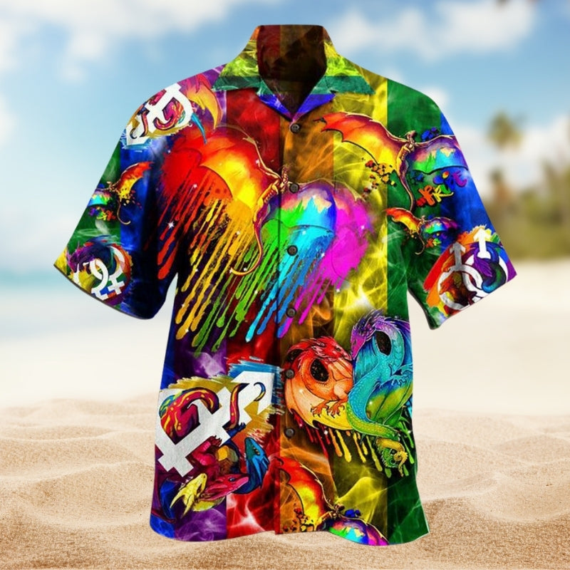 Dragon Pride Hawaiian Shirt For Tropical Holidays, Outdoor Gatherings, And Everyday Comfort