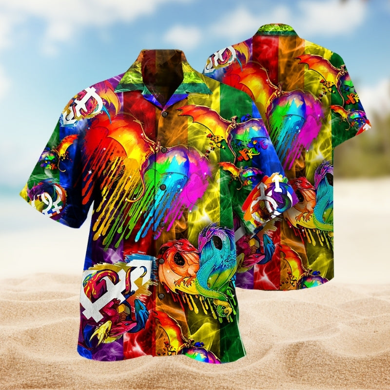 Dragon Pride Hawaiian Shirt For Tropical Holidays, Outdoor Gatherings, And Everyday Comfort