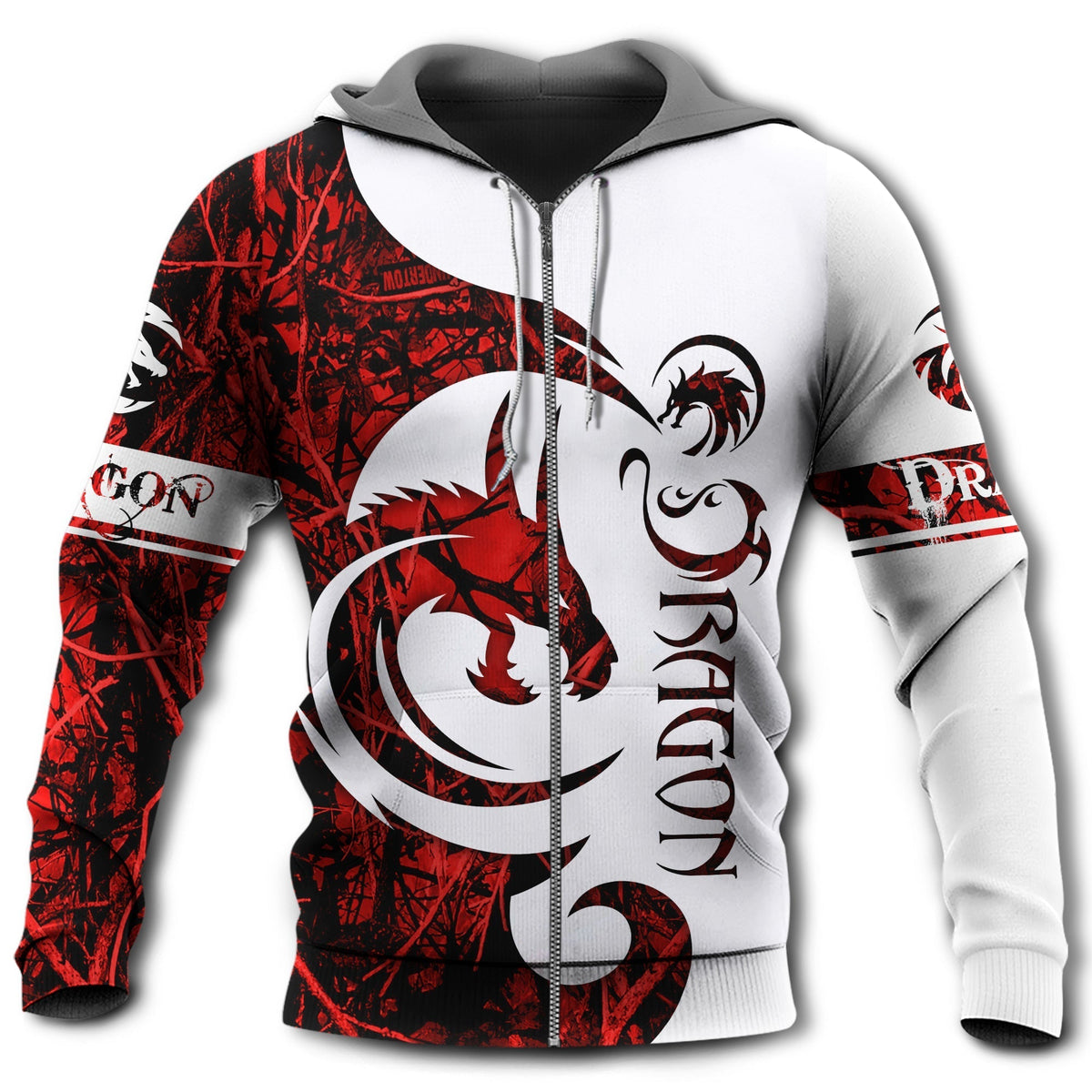 Red Fantasy Dragon Tattoo Hoodie For Creative Streetwear Outdoor Trips And Gift Giving