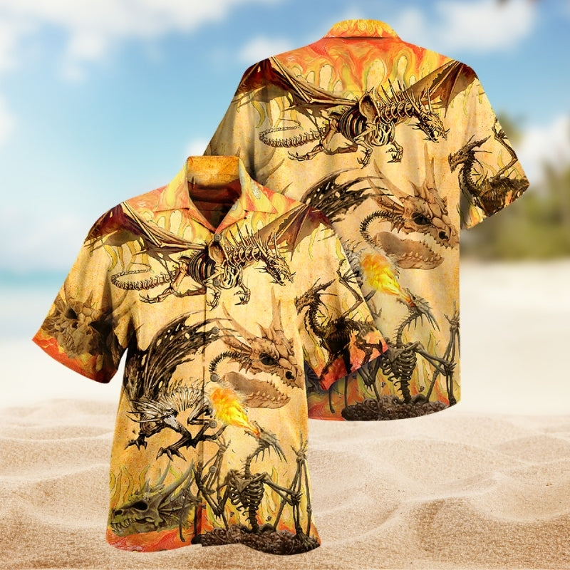 Dragon Skull Hawaiian Shirt For Outdoor Event And Seasonal Wardrobe