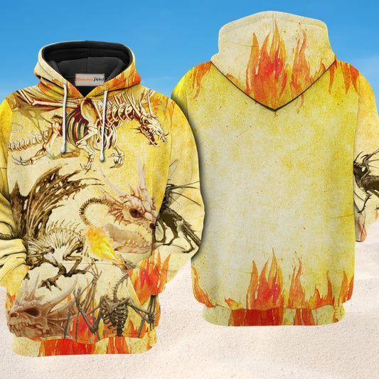 Fantasy Dragon Skull Fire Hoodie For Dark Art Enthusiasts Weekend Outings And Thoughtful Gifting