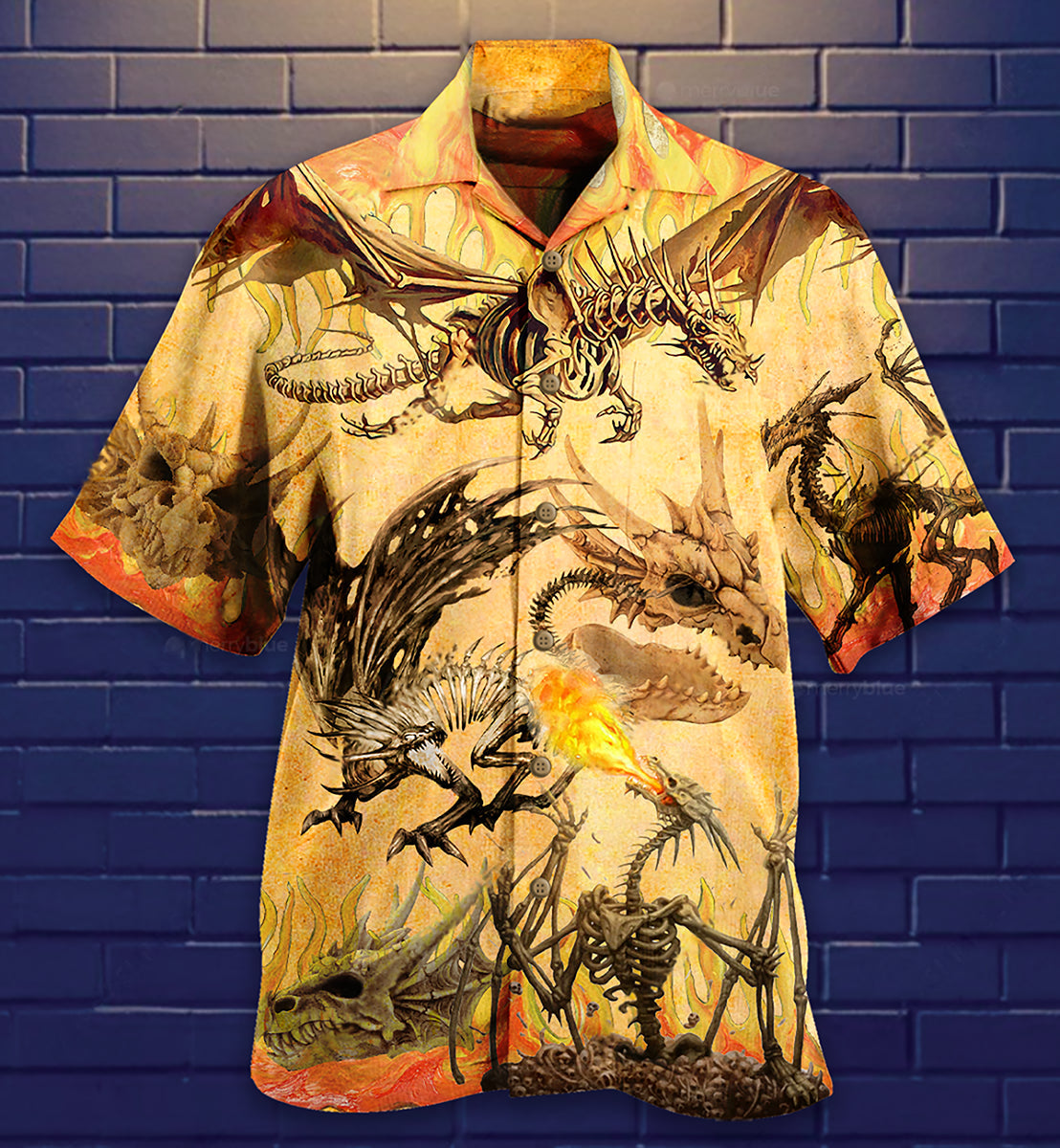Dragon Skull Fighting Desert Hawaiian Shirt For Resort Getaways And Comfortable Summer Activities