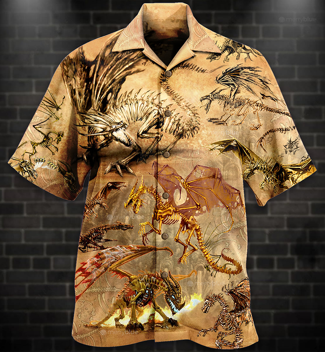 Dragon Skull Desert Hawaiian Shirt Pattern View For Lightweight Everyday Style