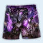 Dragon Skull Purple Beach Shorts For Halloween Vacation And Festival Style