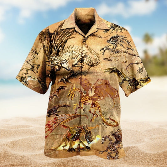 Dragon Skull Hawaiian Shirt For Outdoor Event, Family Vacation, And Beachside Style