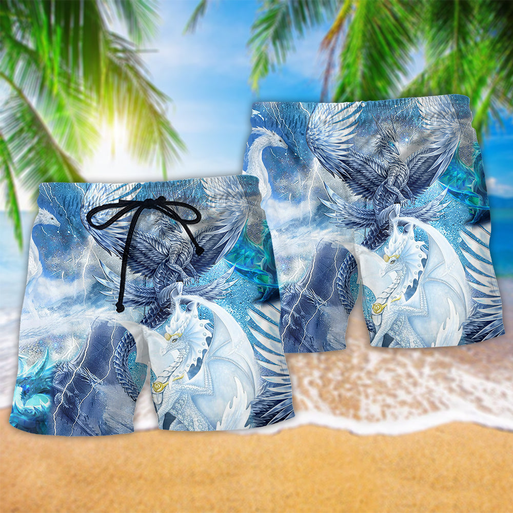 Dragon Snow Love Beautiful Life Hawaiian Print Beach Shorts For Bold Summer Vacation Style
