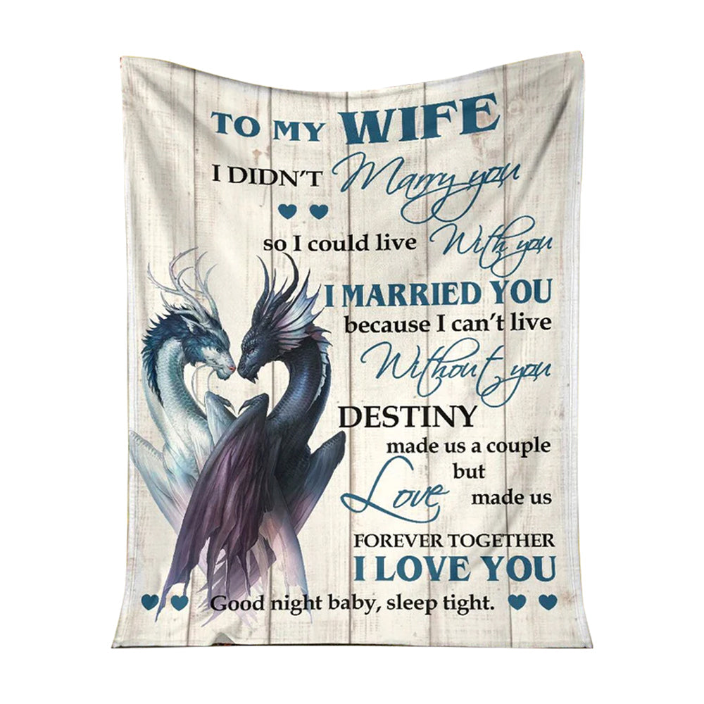 Dragon To My Gorgeous Wife Flannel Blanket For Cozy Bedroom Sofa Decor