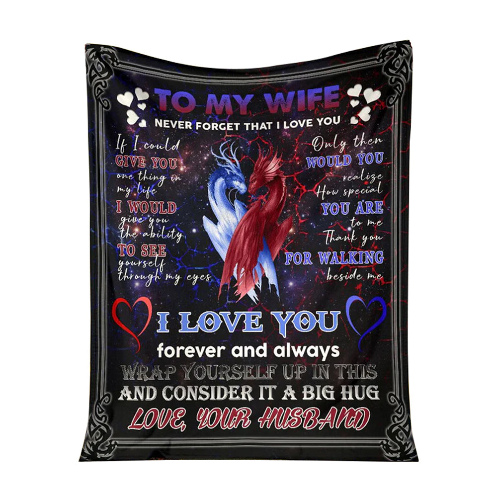 Dragon To My Wife Flannel Blanket For Cozy Bedroom Sofa Decor