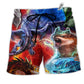 Dragon Wolf Love Life Hawaiian Print Beach Shorts For Striking Resort Looks