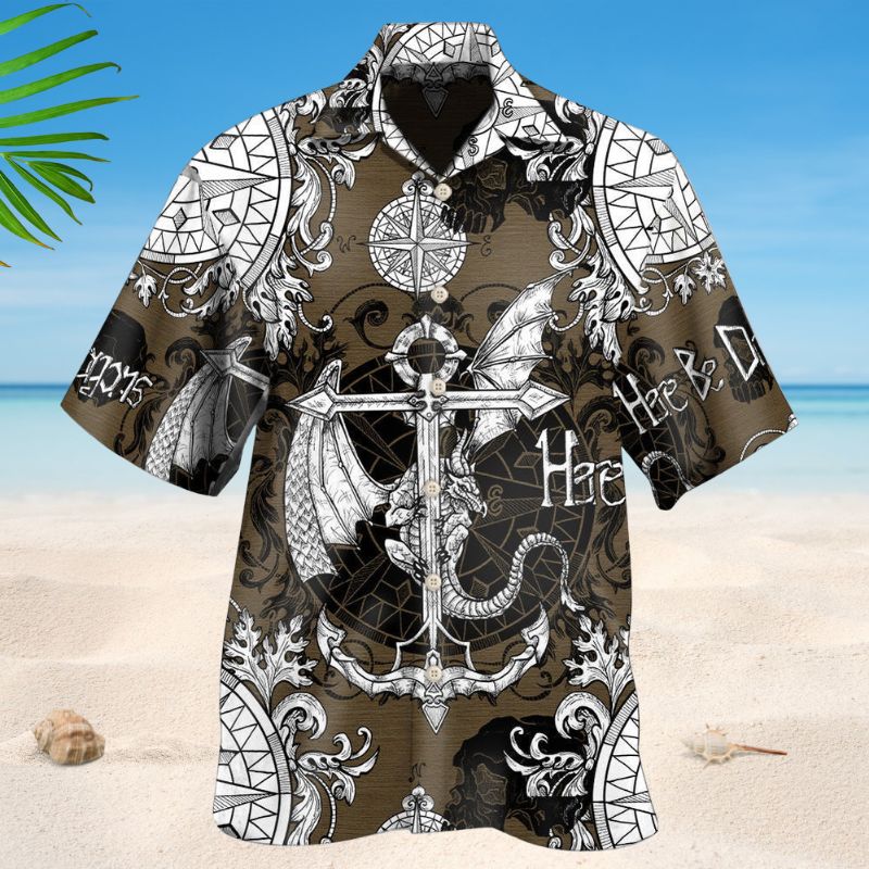 Vintage Dragon Anchor Sea Hawaiian Shirt For Fantasy Fans, Resort Trips, And Imaginative Summer Style