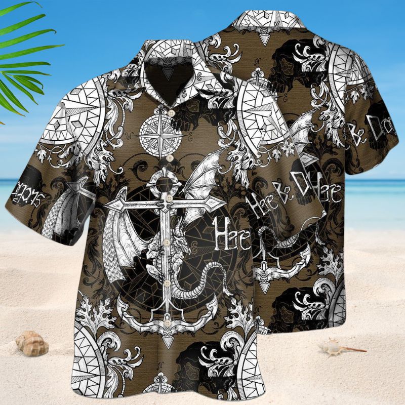 Vintage Dragon Anchor Sea Hawaiian Shirt For Fantasy Fans, Resort Trips, And Imaginative Summer Style