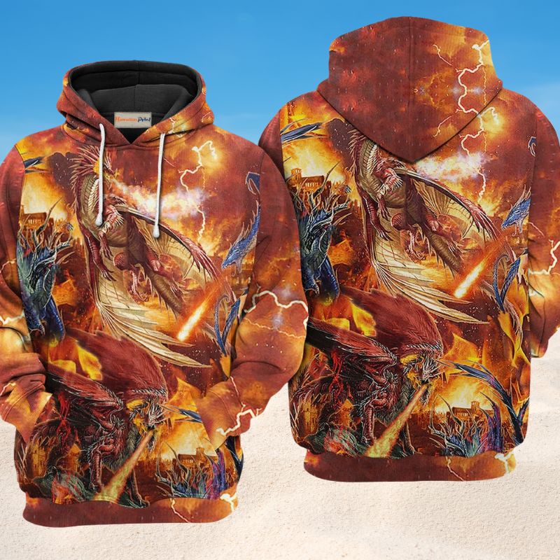 Dragon Fire Power Hoodie For Imaginative Art Fans Seasonal Events And Relaxed Style