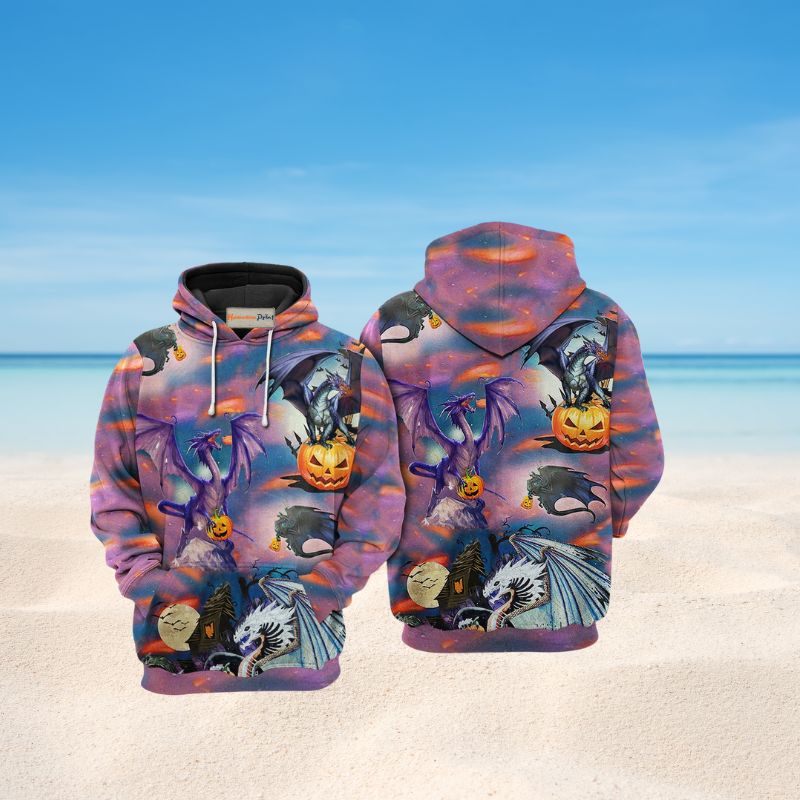 Dragon Halloween Scaredy Hoodie For Creative Casual Style Seasonal Outings And Comfort
