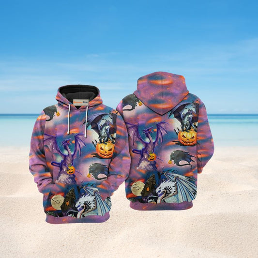 Dragon Halloween Scaredy Hoodie For Creative Casual Style Seasonal Outings And Comfort
