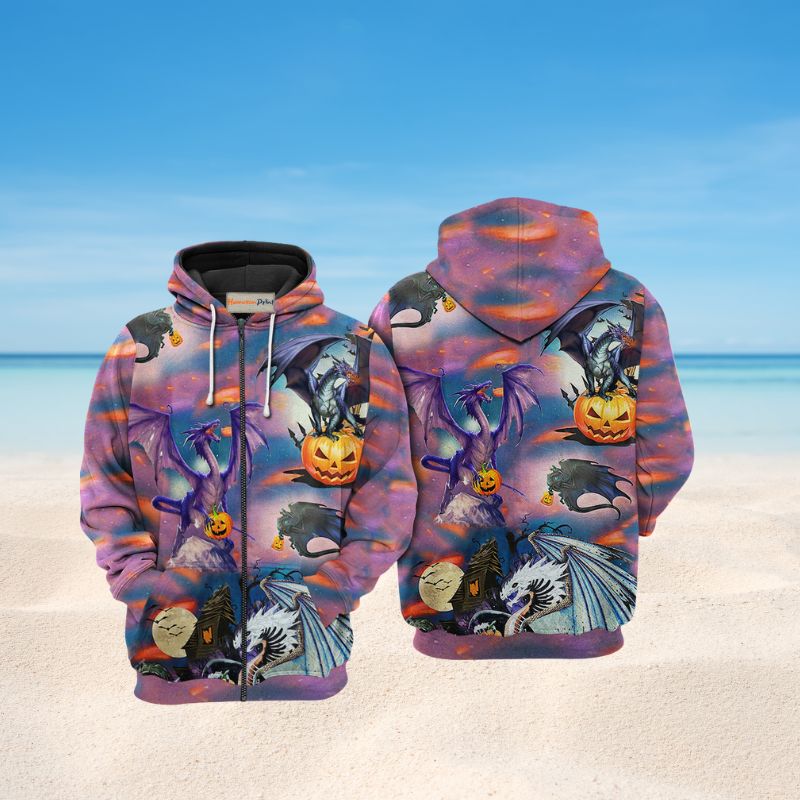 Dragon Halloween Scaredy Hoodie For Creative Casual Style Seasonal Outings And Comfort