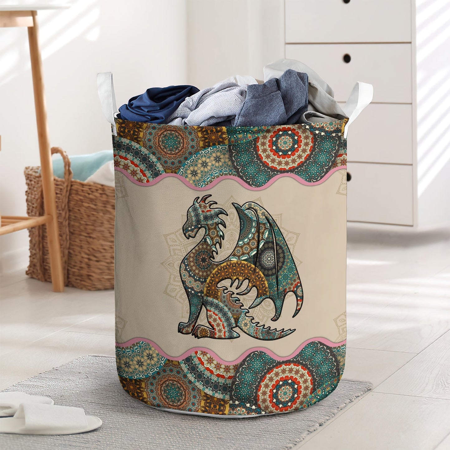 Dragon Mandala Style Laundry Basket For Bathroom Bedroom Storage